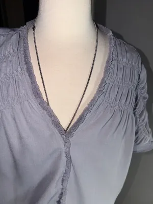 THML Anthropologie Light Blue V-Neck Smocked Sleeve Top thumbnail 4
