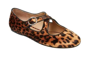 NWT A New Day Tasmin Velvet Mary Jane Flats 94568234 Leopard Brown Multi 11M thumbnail 1