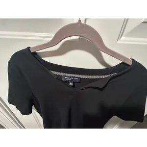 Jones New York Signature Women's Black V-Neck Short Sleeve Blouse Top Size L‎ thumbnail 3