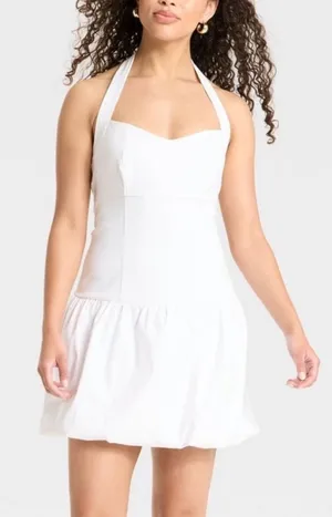 wild fable White Halter Babydoll Mini Dress XL NWT thumbnail 1