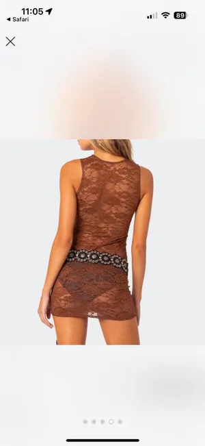 Edikted Brown Lace Mini Dress thumbnail 4