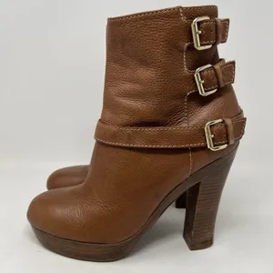 Juicy Couture Serena Boots Women's Size 9.5 Buckle Platform‎ Ankle Brown Booties thumbnail 3
