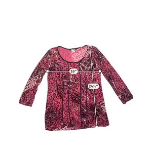 Only Nine Vintage Red Burnout Velvet Top‎ Y2K 90s Floral Metallic Medium thumbnail 3