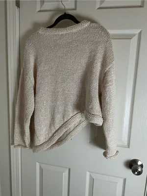 Zara Asymmetric Knit Sweater Size Small Cream / Off-White thumbnail 9
