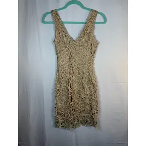 Windsor Dress Womens S Gold Gold Beaded Sequin Bodycon Mini V-Neck thumbnail 10