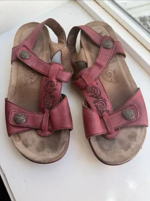 Dansko Red Leather Adjustable Strap Sandals thumbnail 2