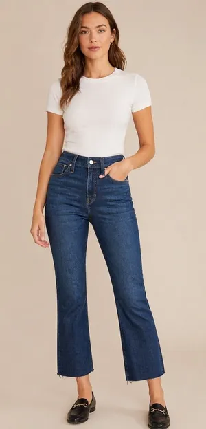 J.Crew Women’s Blue Mid-Rise Curvy Kick Out Straight Leg Jeans-StretchySize: 28 thumbnail 1