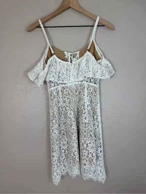 For Love & Lemons Vintage 2016 Rosemary White Beige Lace Mini Dress Small $350 thumbnail 15