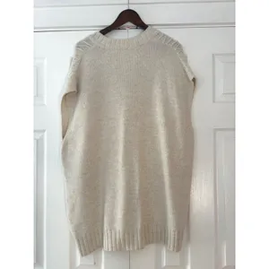 Anthropologie Ivory Cable Knit V-Neck Oversized Sweater Vest XL OB1672771 thumbnail 3