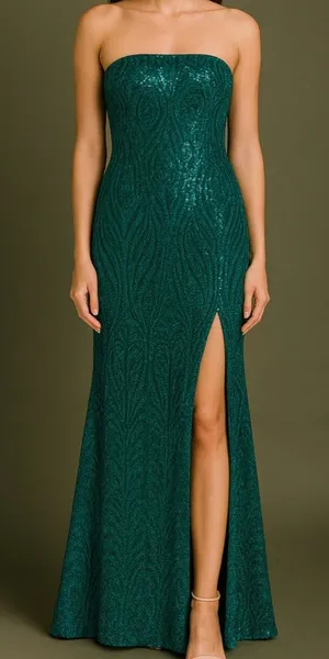 Lulus women’s size M Emerald Sequin Strapless Dress & Matching Top Set NWT(E8)✨ thumbnail 1