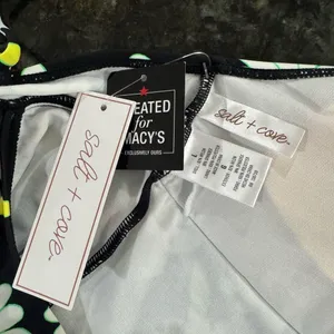 Salt & Cove Macys black‎ floral swim suit NWT Juniors Large thumbnail 7