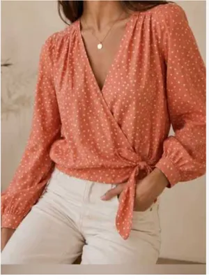 Madewell Women's Star Scatter Wrap Top Peach thumbnail 1