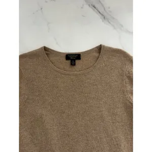 Charter Club Luxury Cashmere Crewneck Sweater Tan Sz Large Minimalist Classic thumbnail 5