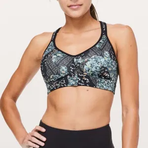 *Lululemon Speed Up Assemblage White Alpine Multi Sports Bra #F thumbnail 1