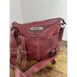 Franco Sarto Burgundy Shoulder Bag Faux Leather Zip Purse Adjustable Strap thumbnail 7