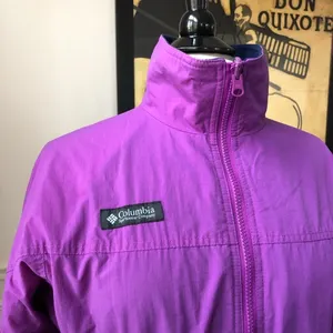Vintage Columbia Bright Purple Nylon Fleece Coat M thumbnail 2
