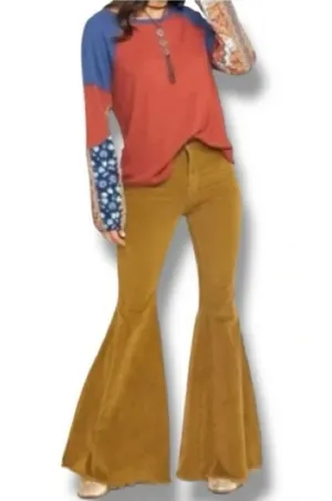 Free People Just Float‎ On Corduroy Flare Pants Mustard Yellow Size 27 thumbnail 1