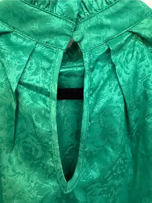 VICI- Green Floral Jacquard High-Neck Blouse - Women Tops size Medium thumbnail 3