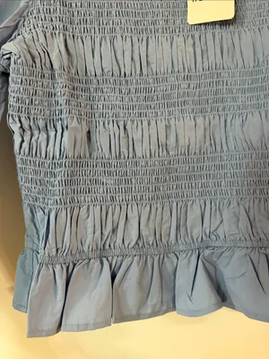 Rails Heyson  Light Blue Smocked Ruffle-Trim Blouse thumbnail 5