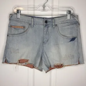 Free People Distressed Denim Shorts Light Wash thumbnail 2