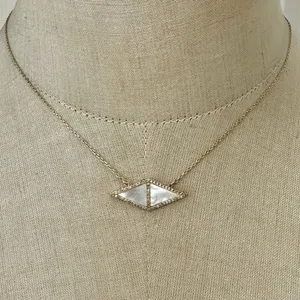 Anthropologie mother-of-pearl and rhinestone geometric necklace by Perry thumbnail 3