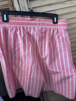 Ladies Striped Elastic-Waist Shorts Large thumbnail 3