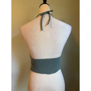 Green Mushroom Knit Halter Crop Top Cottagecore Shirt Small boho whimsigoth y2k thumbnail 3