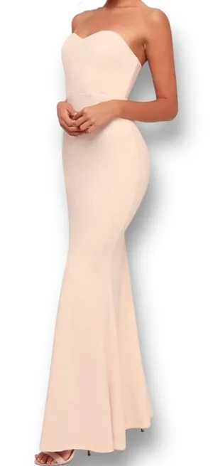 Lulus Soft Pink Mermaid Maxi Dress‎ Strapless Lined Formal Homecoming Prom thumbnail 1