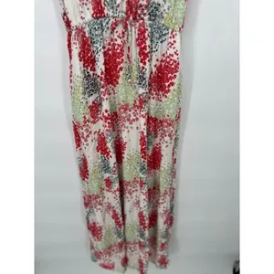 Lucky Brand M Watercolor Floral Maxi Tank Dress Multicolor Waist Tie Pocket Boho thumbnail 3