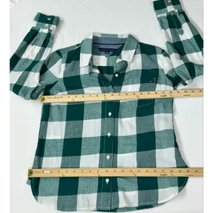 Tommy Hilfiger Womens Small S/P Green White Gingham Plaid Button Down Shirt thumbnail 10