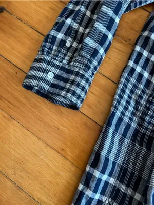 Everlane Oversized Flannel Shirt Dress Plaid Long Sleeve Relaxed linen large thumbnail 4
