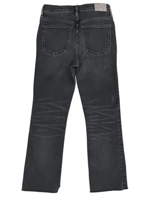 J Crew Washed Out Black Raw Hem Button Fly 9” Billie Demi Boot Cut Crop Jeans 27 thumbnail 4