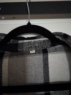 Plaid Black and White Oversized Shirt Jacket Gray Size XL thumbnail 2