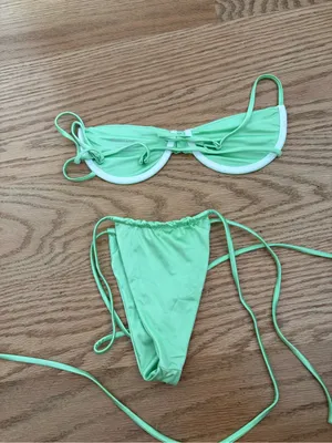 Frankie’s bikinis Green String Bikini Swim Set thumbnail 3