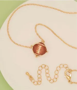 Gameday Cushion Cut Charm Pendant Necklace-Football thumbnail 1