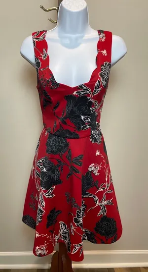 Trixxi Clothing Company Floral Fit & Flare Mini Dress Size M Red NWT thumbnail 1