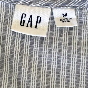 GAP Women's Striped Lace Midi Wrap Dress Tie Waist Flutter Sleeve‎ Blue Size M thumbnail 3