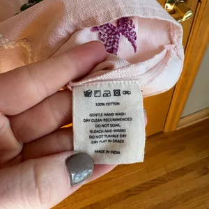 VALIANTE Anthro Pink Embroidered Bird Lace Up Tunic Top‎ Blouse Women's Size 1 thumbnail 3