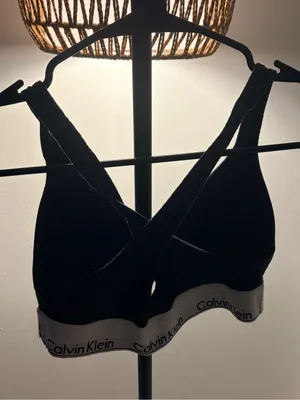 Calvin Klein Black Bralette with Silver Logo Band thumbnail 4