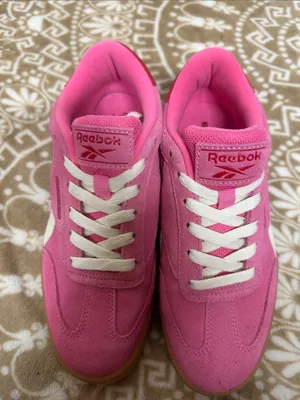 Reebok Women's Hot Pink Suede Sneakers with White Laces thumbnail 1