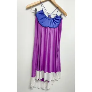 Calypso Christiane Celle Purple Colorblock Ruffle‎ Halter Mini Dress XS thumbnail 3