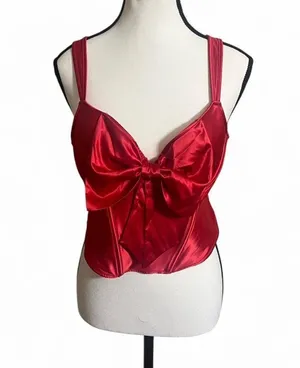 Adore Me Corset Sz 38B Arianna Satin Underwire Bow Detail Feminine Valentines thumbnail 1