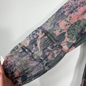 Terra & Sky Dark Mesh Floral Peplum Hem Babydoll Blouse Plus Size 0X 14W Fairy thumbnail 2