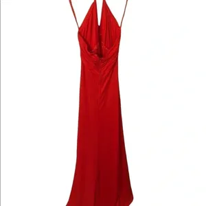 Vintage 70s red halter rhinestone maxi dress Old Hollywood Special occasion thumbnail 8
