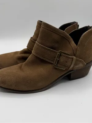 Steve Madden Alanza Olive Suede Ankle Boots Womens 6 Western Buckle Moto thumbnail 3