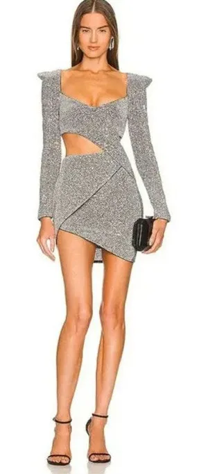 Michael Costello x Revolve Jeanne Mini Dress in Silver Size: XS NEW‎ thumbnail 1