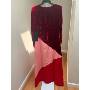 NEW Tuckernuck Silk-Blend Velvet Colorblock Maxi Dress Red Pink Size Medium thumbnail 5