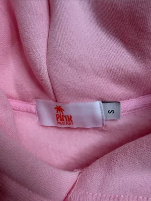 Pink Hooded Pullover Sweatshirt with Red Palm Embroidery thumbnail 2