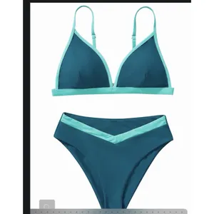 SUUKSESS Women Triangle High Cut Bikini Blue Green M thumbnail 3