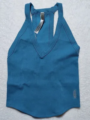 NWT Free People FP Movement All Clear V Neck Razorback Cami Tank in Blue M/L thumbnail 2